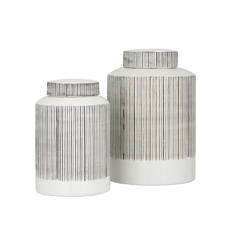 Set 2 Jarrón Rayas Con Tapa UA-1931
