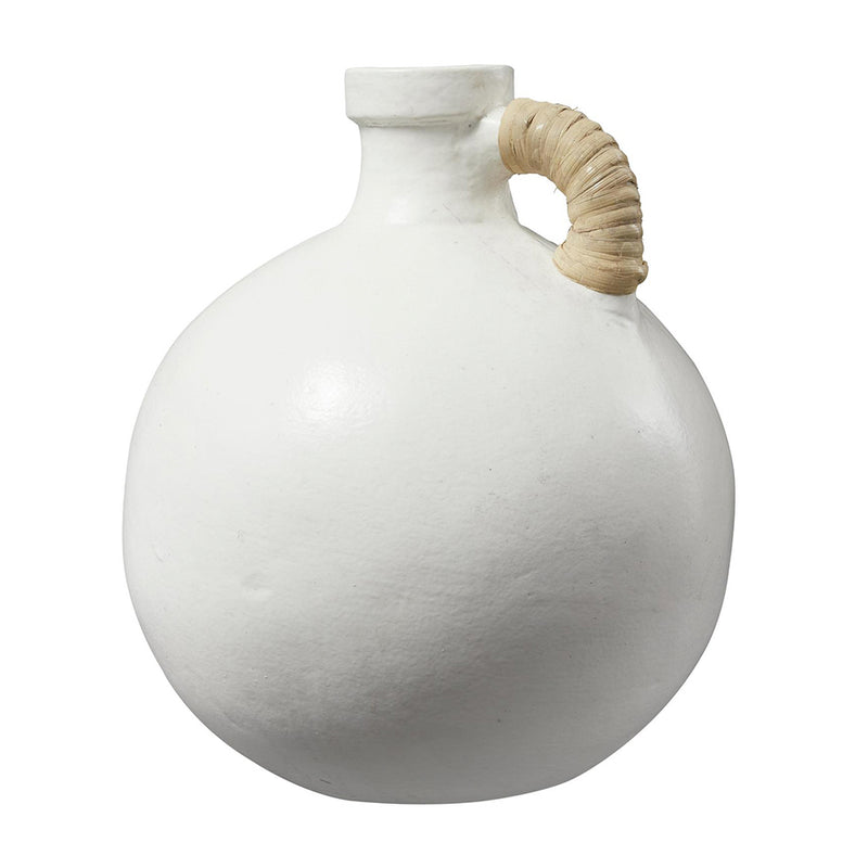 Jarrón Cerámica Blanco C/Asa Chico UA-1956