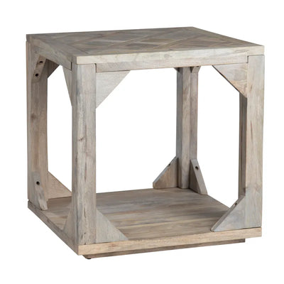 Mesa lateral cubo madera