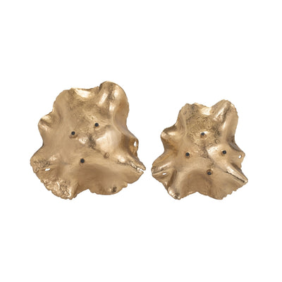 Set 2 Charola Hoja Golden SA-1268