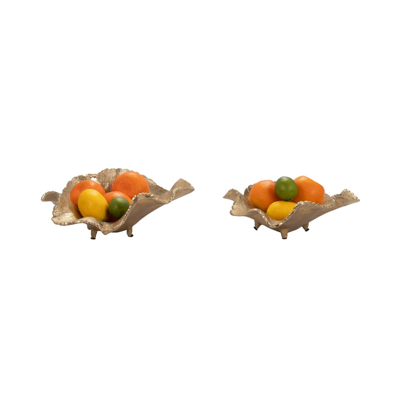 Set 2 Charola Hoja Golden SA-1268