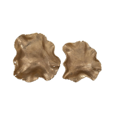 Set 2 Charola Hoja Golden SA-1268
