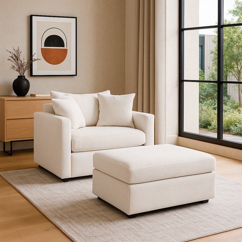 Sillón Moon con Taburete blanco DF-26097