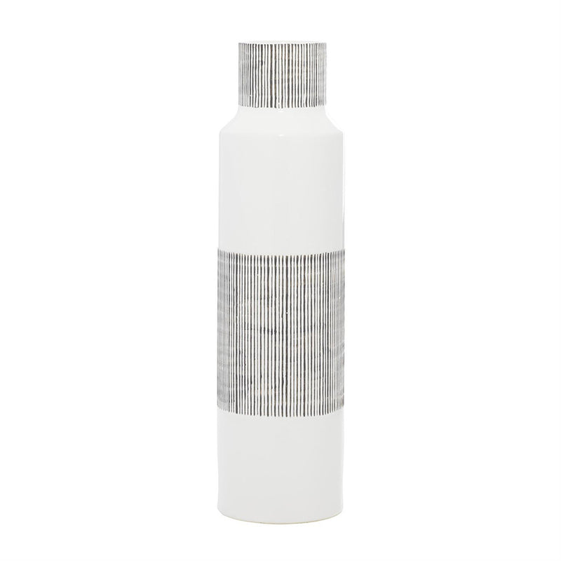 Jarrón Rayas Blanco con Gris UA-1930