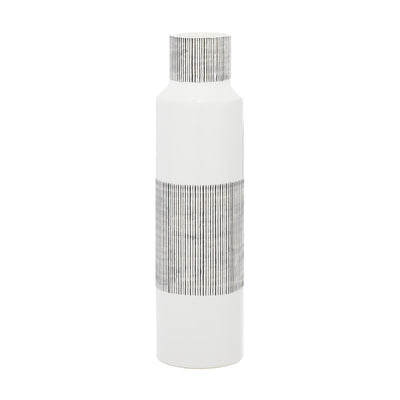 Jarrón Rayas Blanco con Gris UA-1930
