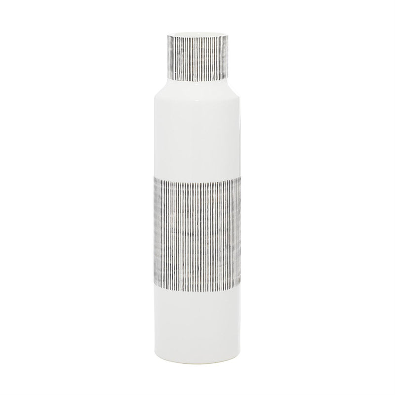Jarrón Rayas Blanco con Gris UA-1930