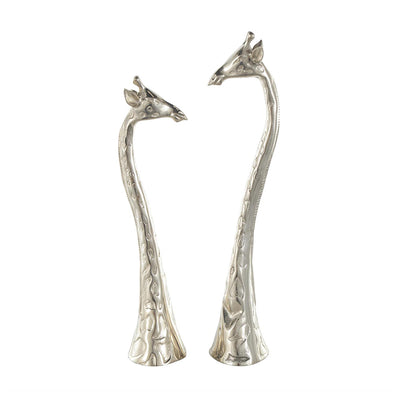 Set 2 Escultura Jirafa Plata UA-2032