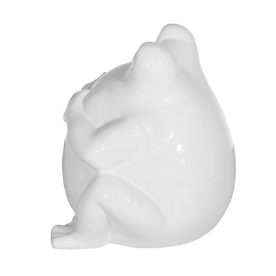 escultura de rana blanca