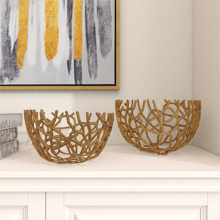 Set 2 bowl coral aluminio dorado