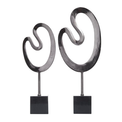 Escultura abstracta negra aluminio y marmol